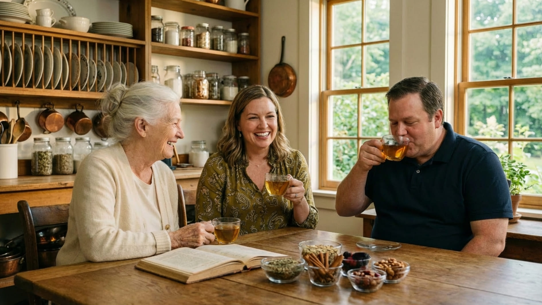 A couple visiting Grandmother Martha